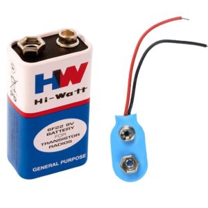 9V DC HI-Watt Original 6F22M Non Rechargeable Battery with snap on Connector